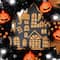24'' Unlit Orange and Black Haunted House Halloween Wreath